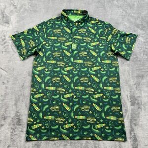 Pins & Aces Louisiana Hot Sauce Polo Mens Medium Golf Polo Spicy Pepper Fun Golf
